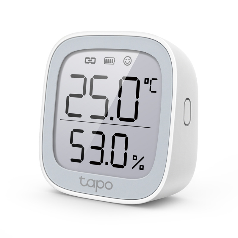 TP-LINK TAPO T315 - Sensor Inteligente de temperatura y humedad Tapo , Medición precisa , Pantalla de tinta electrónica de 2,7 , Enciende y apaga electrodomesticos al acanzar una determinada temperatura o humedad.